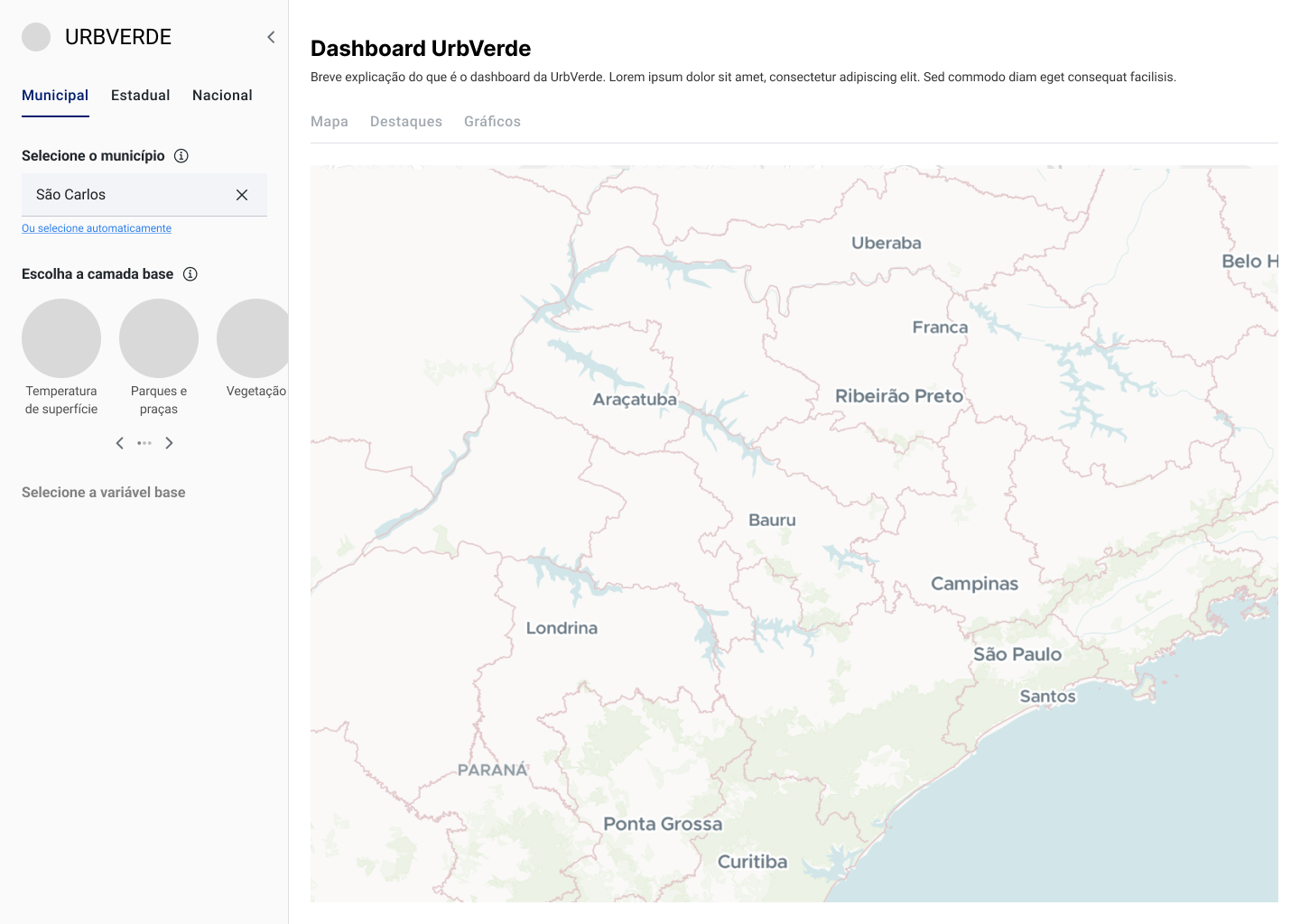 Wireframe no Figma, utilizado para validar principais componentes em reuniões com gestores
